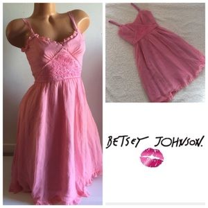 Betsey Johnson pink ruffle chiffon dress